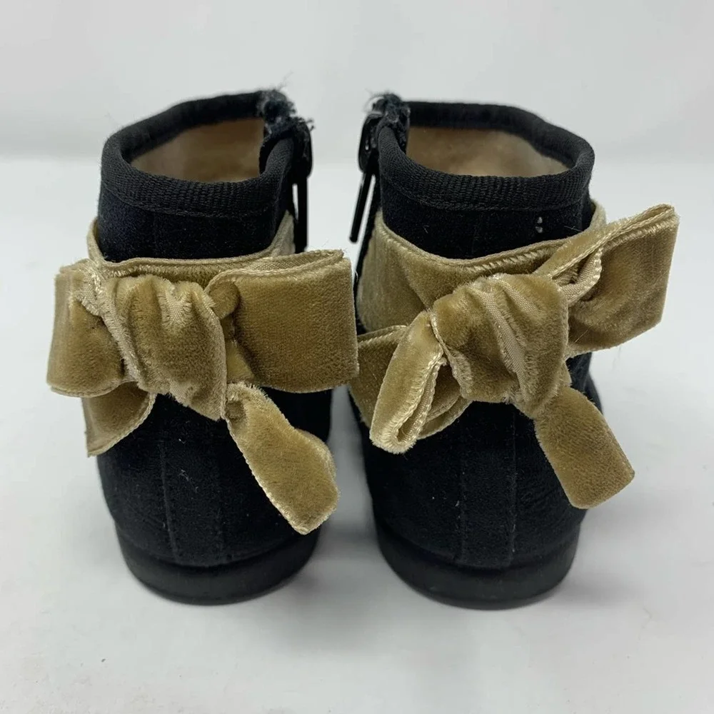 Childrenchic black suede bootie‎ gold bow 24 / 7.5